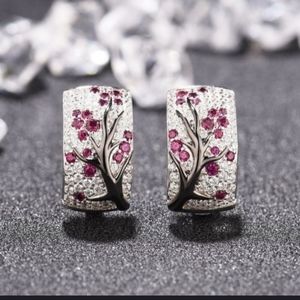 HP!! NWT Pink Rhinestone Cherry Blossom Earrings